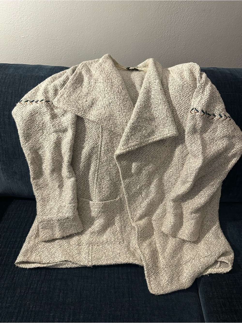 Lucky brand Cozy Open-Front Cream Bouclé Sweater
